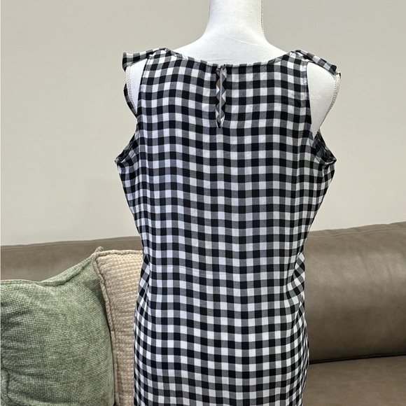 LOFT Black and White Gingham Blouse Size Med Vacation Casual Coastal - Picture 2 of 7